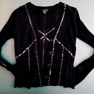 Mango Black Knit Cardigan and Camisole vintage 2 pieces Y2 K knitted sequins